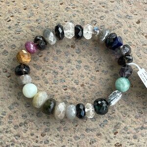 Multicolor Confetti Gemstone Beaded Bracelet 6”